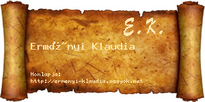 Erményi Klaudia névjegykártya